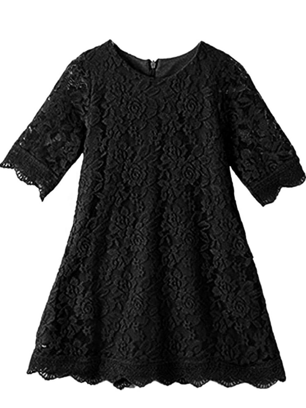 April Girl Black All Lace Shift Dress with 3/4 sleeve  size 140 (Fits like 6-7y)